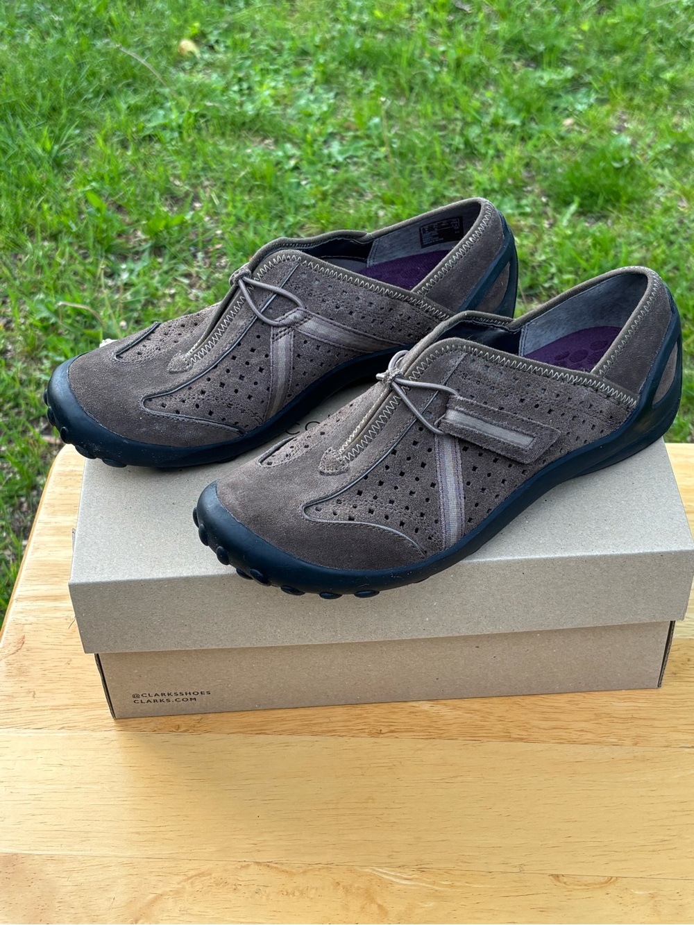 Clarks Brown Suede Slip-On P-Tequini dark grey shoes